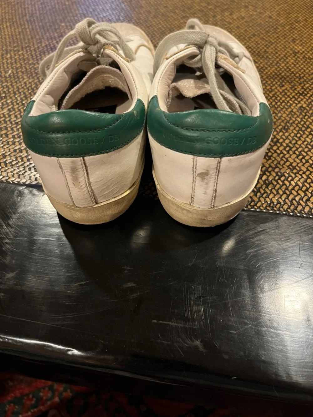 Golden Goose White Sneakers with Green Heel Tab - Picture 3 of 5
